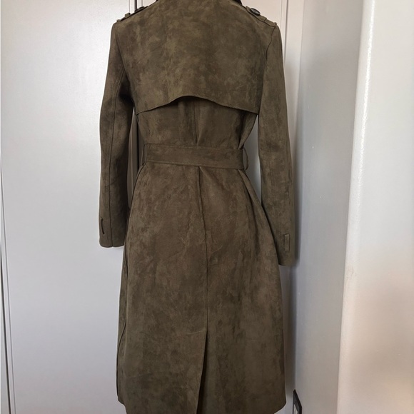 Mark. Army Green Suede Trench Coat. Sz Small - Picture 5 of 14